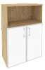 Офисный шкаф средний широкий с белым стеклом в раме