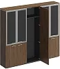 Офисный шкаф комбинированный (со стеклом + для одежды узкий + со стеклом)
