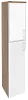 Офисный шкаф высокий узкий с белым стеклом в раме (лев/прав) 