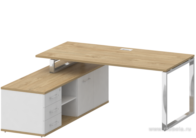 Стол руководителя на металлокаркасе с опорной греденцией (левый)