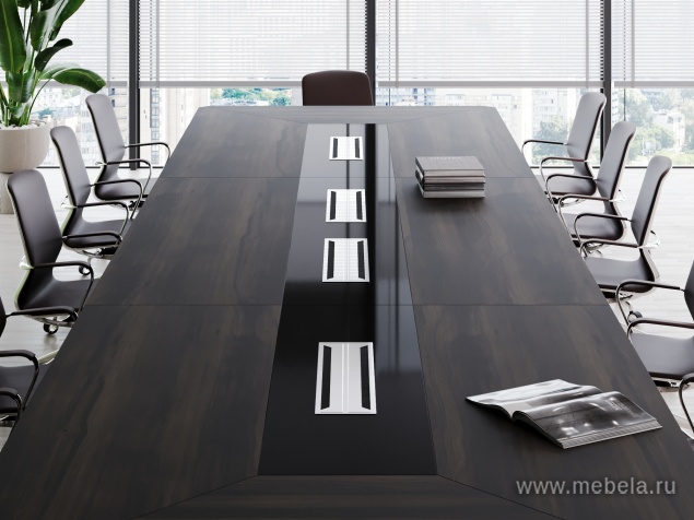 Стол переговорный квадратный с лючками из нержавеющей стали