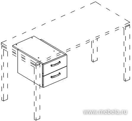 Тумба подвесная 2-ящичная (для стола 80)