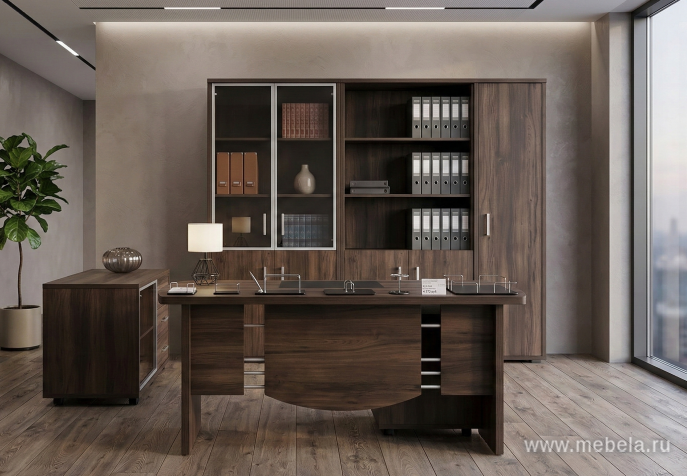 Офисный шкаф средний, широкий, стекло в алюминиевой раме