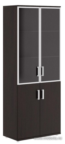 Офисный шкаф для бумаг со стеклом в алюминиевой раме