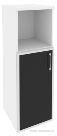 Офисный шкаф средний узкий чёрное стекло в раме (лев/прав) 