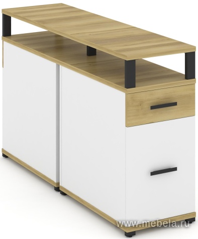 Тумба двухсторонняя опорная/приставная 1 ящик + 1 распашной фасад. С надставкой.