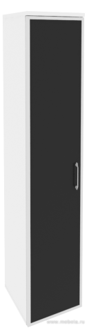 Офисный шкаф высокий узкий с чёрным стеклом в раме (лев/прав) 