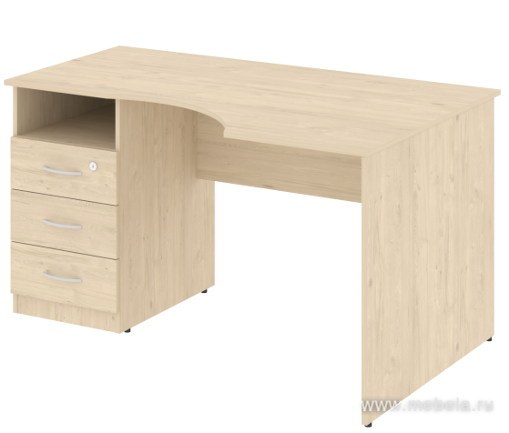 Стол криволинейный с тумбой левый