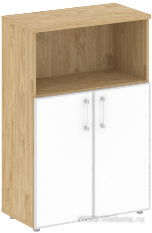 Офисный шкаф средний широкий (белое стекло)