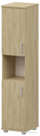 Офисный шкаф узкий высокий закрытый с нишей (ЛДСП)