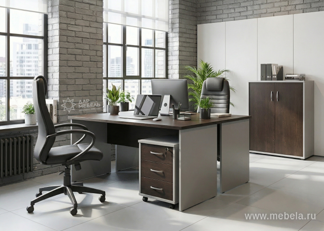 Офисный шкаф средний со стеклом и открытой полкой