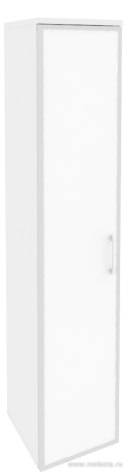 Офисный шкаф высокий узкий с белым стеклом в раме (лев/прав) 