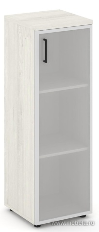 Офисный шкаф средний узкий левый / правый (1 средний фасад стекло сатин в раме, задняя стенка ЛДСП)