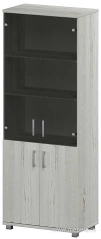Офисный шкаф широкий высокий закрытый 4 двери (ЛДСП + стекло)