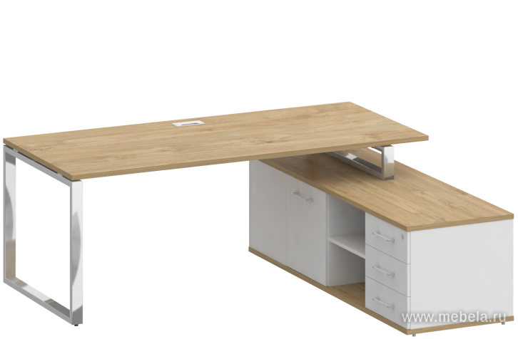 Стол руководителя на металлокаркасе с опорной греденцией (правый)