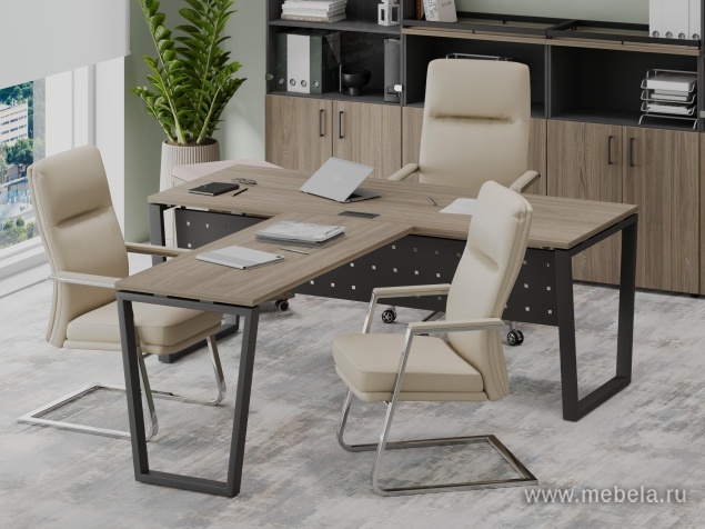 Офисный шкаф средний широкий (2 низких фасада стекло сатин в раме, задняя стенка ЛДСП