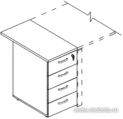 Тумба приставная 4-х ящичная с замком