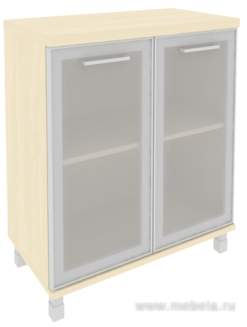 Офисный шкаф для документов низкий, широкий со стеклом  в раме