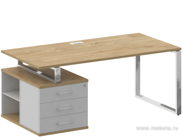 Стол руководителя на металлокаркасе с опорной тумбой (левый)