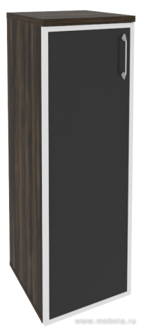 Офисный шкаф средний узкий чёрное стекло в раме (лев/прав) 