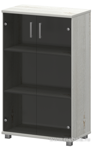 Офисный шкаф широкий средний закрытый (стекло)