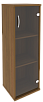 Офисный шкаф узкий средний со стеклом, Л/Пр.