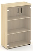 Офисный шкаф средний широкий (2 низких фасада стекло, задняя стенка ЛДСП
