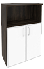 Офисный шкаф средний широкий с белым стеклом в раме
