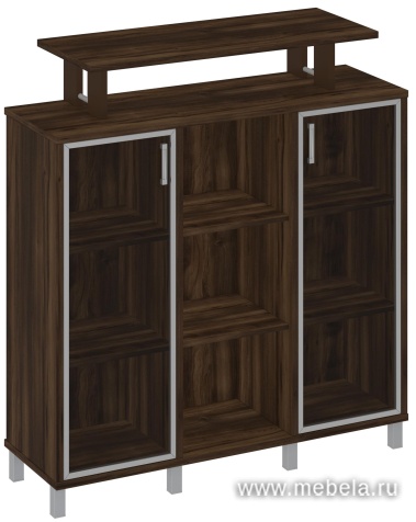 Стеллаж средний с надстройкой и стеклянными дверками