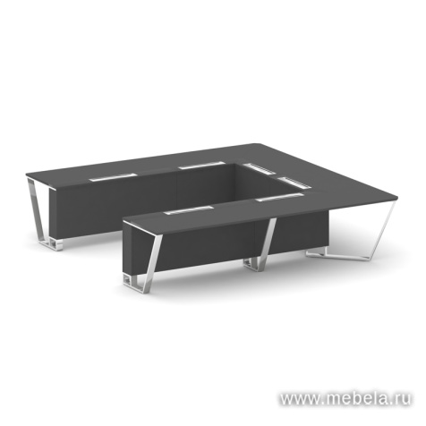 Стол переговорный квадратный с лючками из нержавеющей стали