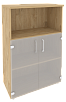 Офисный шкаф средний широкий со стеклом