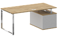 Стол руководителя на металлокаркасе с опорной тумбой (левый)