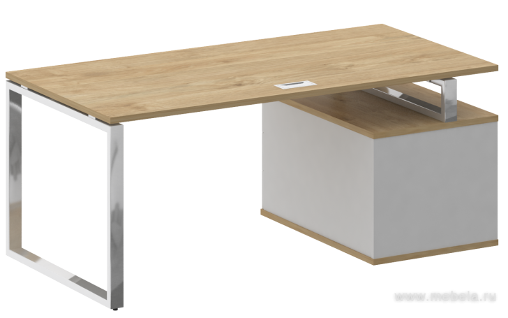 Стол руководителя на металлокаркасе с опорной тумбой (левый)