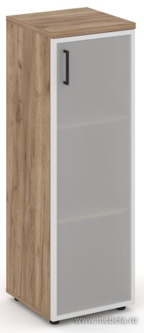 Офисный шкаф средний узкий левый / правый (1 средний фасад стекло сатин в раме, задняя стенка ЛДСП)