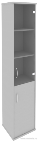 Офисный шкаф узкий комбинир. со стеклом, левый/правый