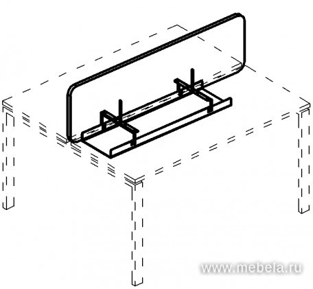 Экран настольный фронтальный тканевый с мягким наполнителем с широким кабель-каналом для стола 160