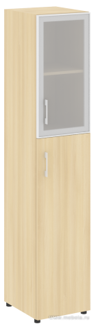 Офисный шкаф узкий комбинированный со стеклом в раме Л/ПР