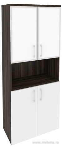 Офисный шкаф высокий широкий с белым стеклом в раме