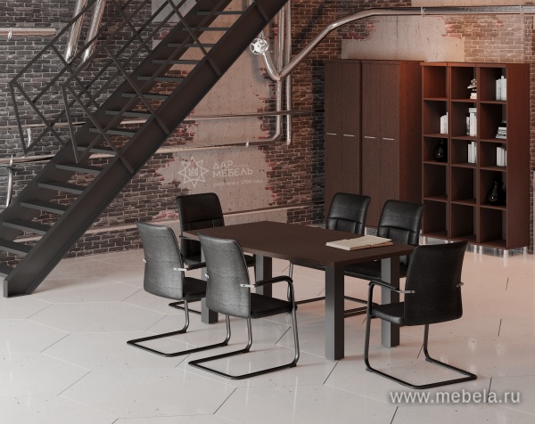 Стол для переговоров на металлокаркасе (антрацит)