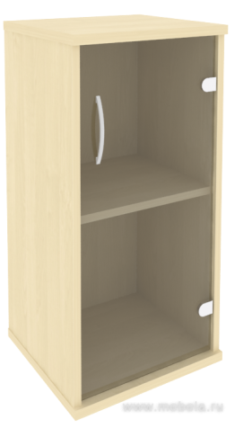 Офисный шкаф узкий низкий со стеклом, Л/Пр.