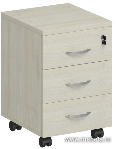 Подкатная офисная тумба с колёсиками и замком, 3 ящика