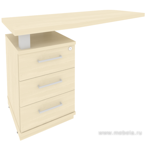 Тумба приставная с топом для криволинейного стола левая