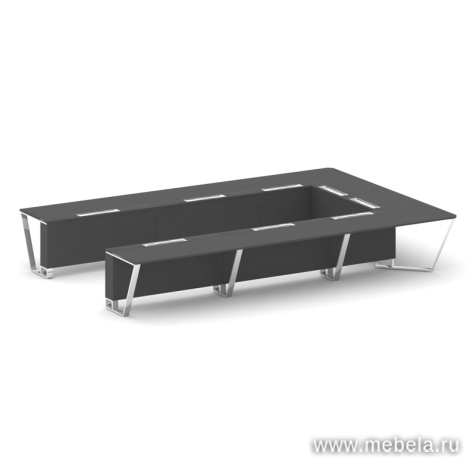 Стол переговорный квадратный с лючками из нержавеющей стали