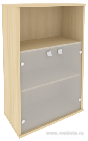 Офисный шкаф средний полузакрытый со стеклом