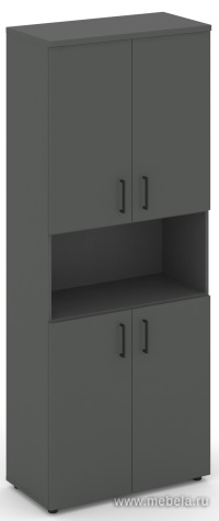 Офисный шкаф высокий широкий (4 низких фасада, задняя стенка ЛДСП