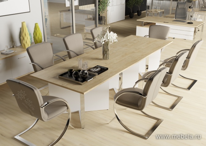 Стол руководителя на металлокаркасе с опорной греденцией (левый)