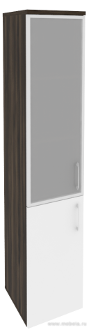 Офисный шкаф высокий узкий стекло в раме (лев/прав) 