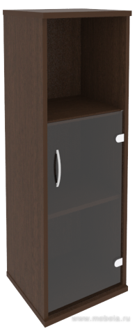 Офисный шкаф узкий средний со стеклом + полка), Л/Пр.