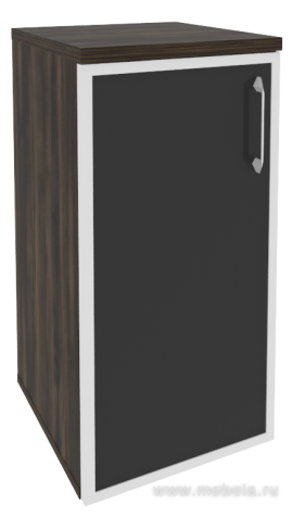 Офисный шкаф низкий узкий чёрное стекло в раме (лев/прав) 