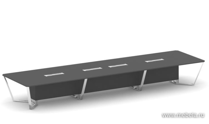 Стол переговорный прямоугольный с лючками из нержавеющей стали